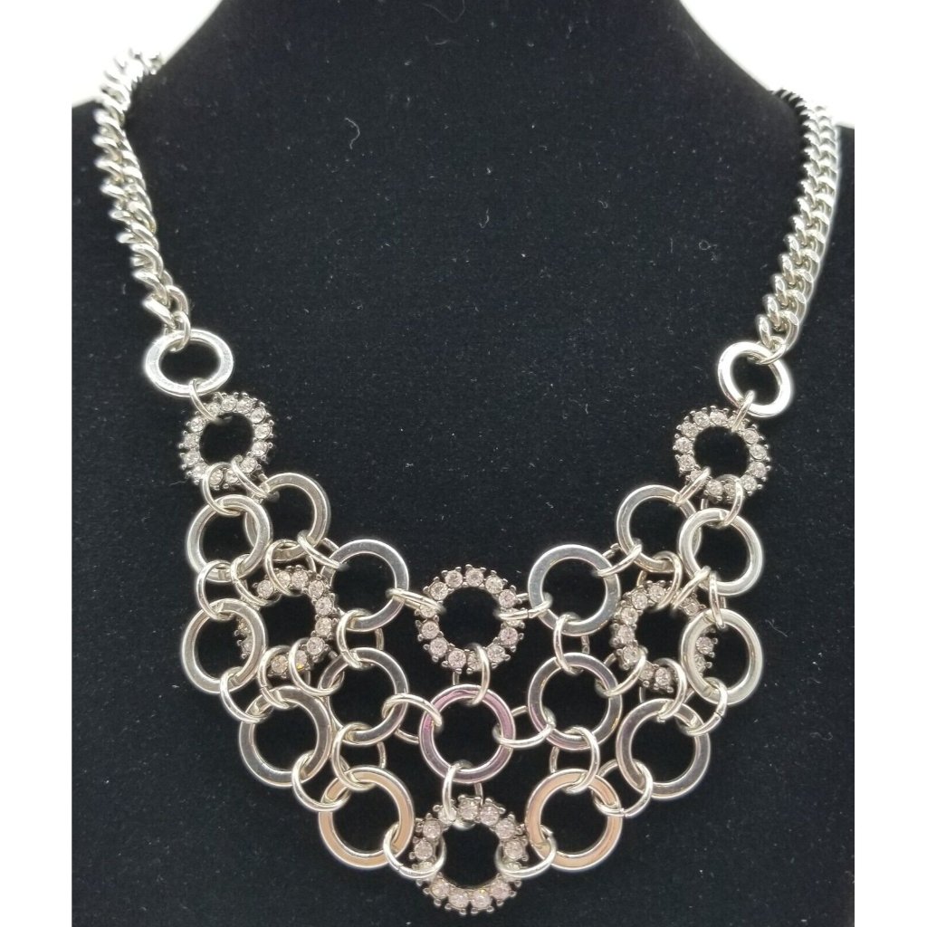 Simply Vera Wang Clear Rhinestone Silver Tone Chain Link Necklace